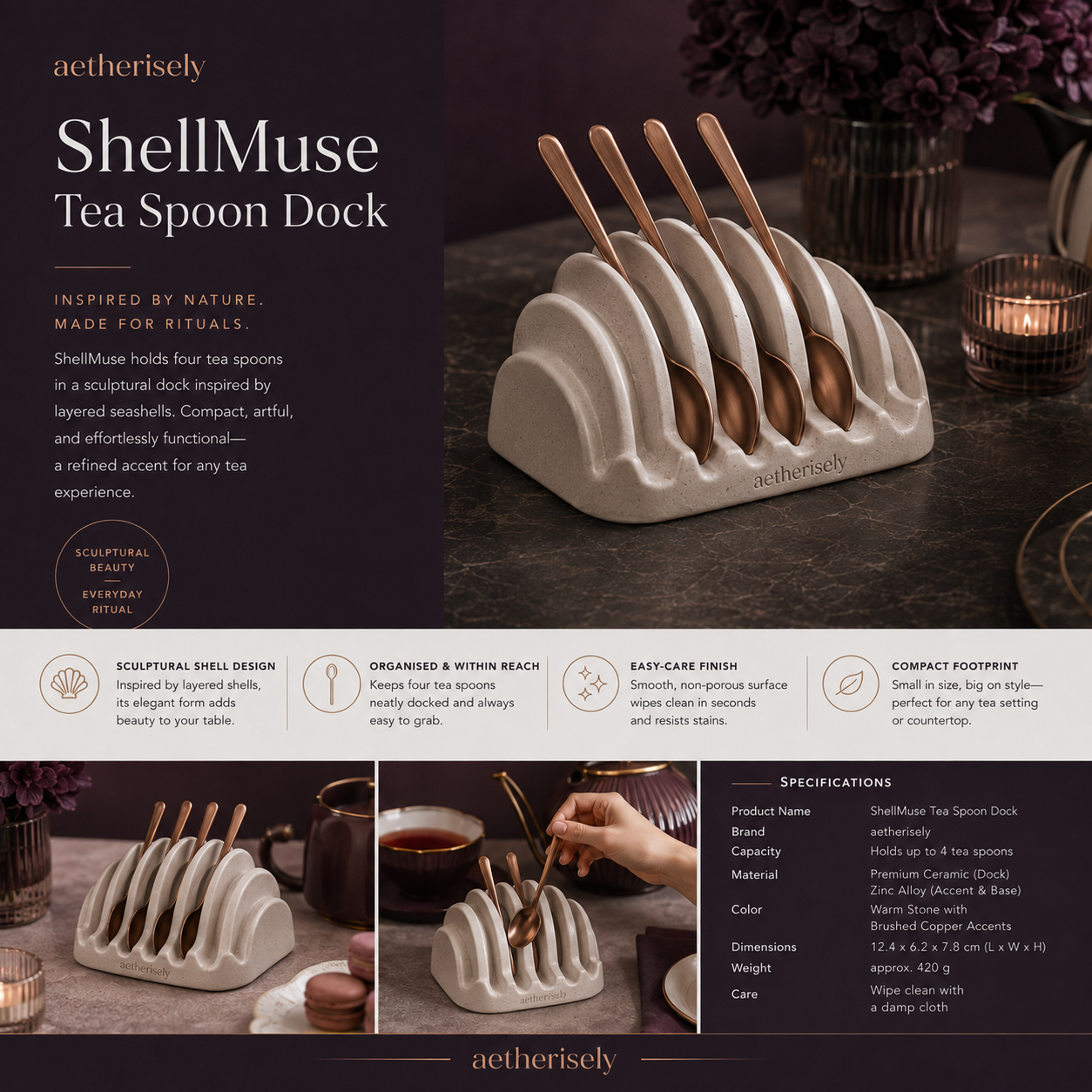Aetherisely™ ShellMuse™ Vertical Teaspoon Gallery