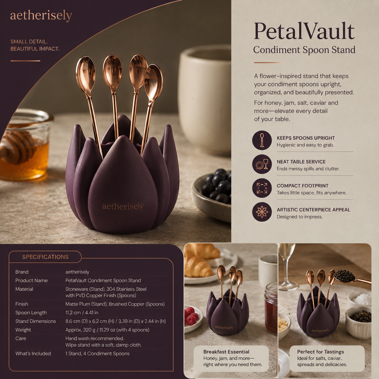 Aetherisely™ PetalVault™ Upright Tasting Spoon Bloom