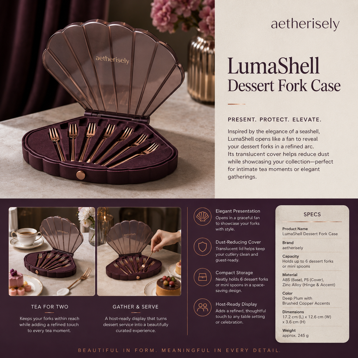 Aetherisely™ LumaShell™ Fan-Fold Dessert Fork Case